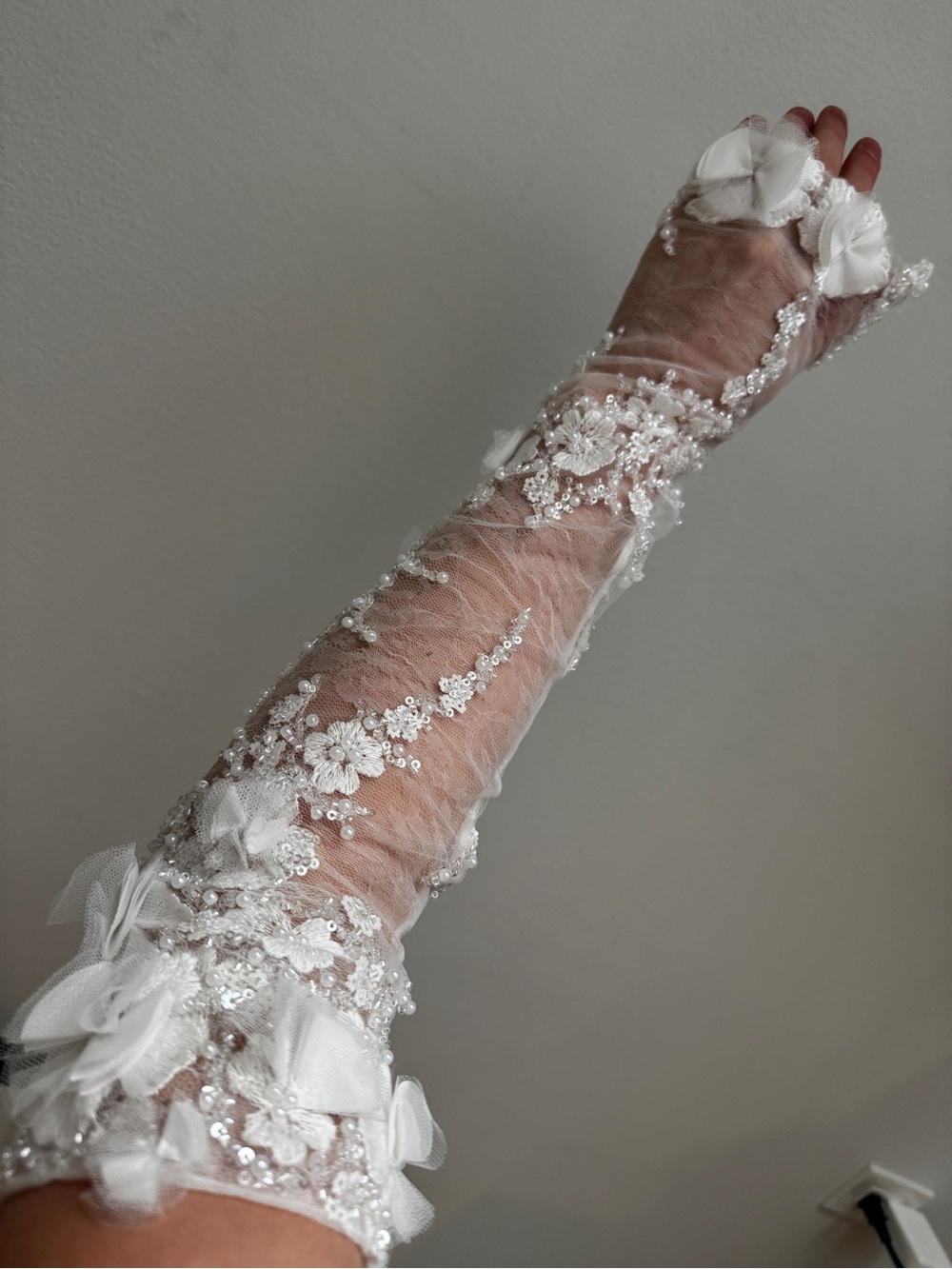 Rosie Etienne Isabelle Strapless White Floral Mini Bridal Dress & Gloves Size 6 - Picture 15 of 16